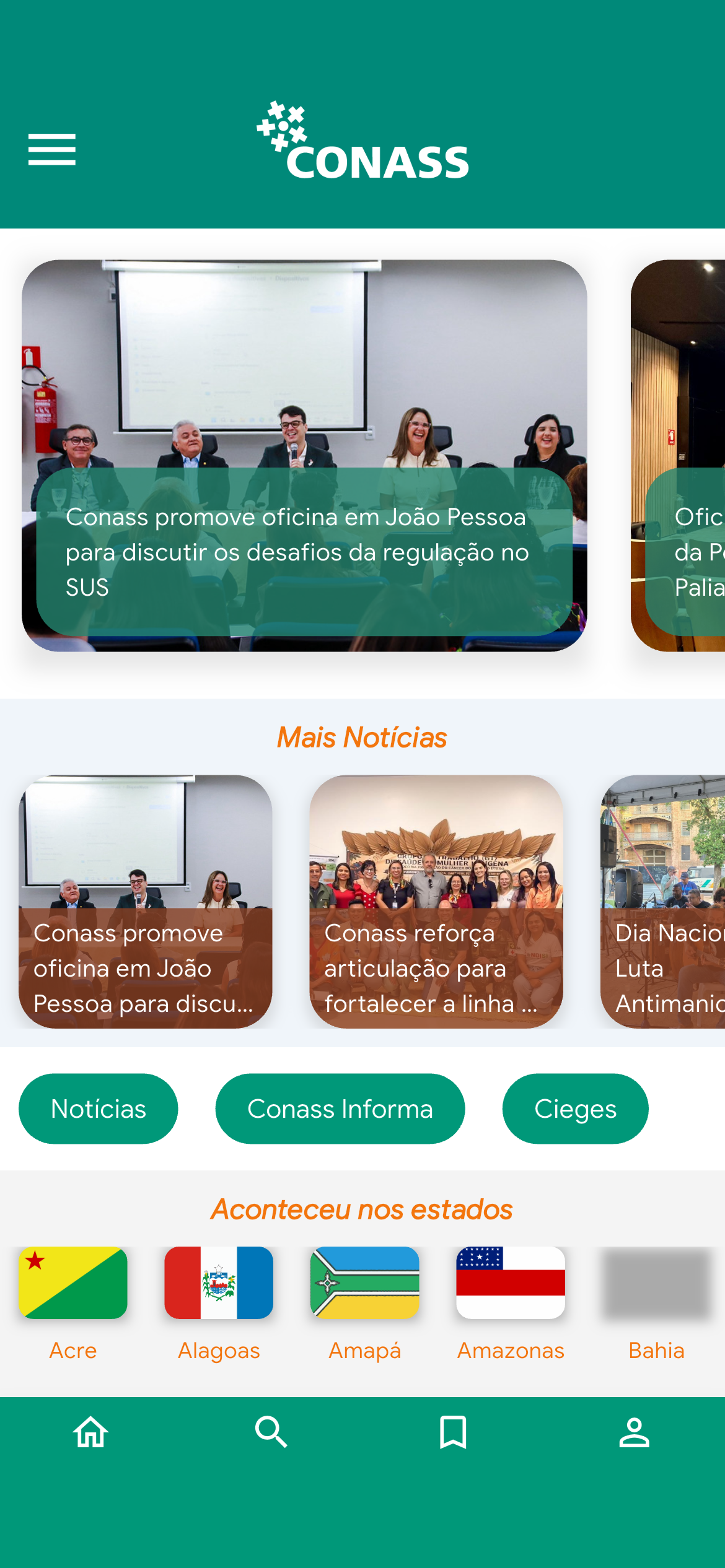 Tela de vitrine de publicações sincronizada com o site